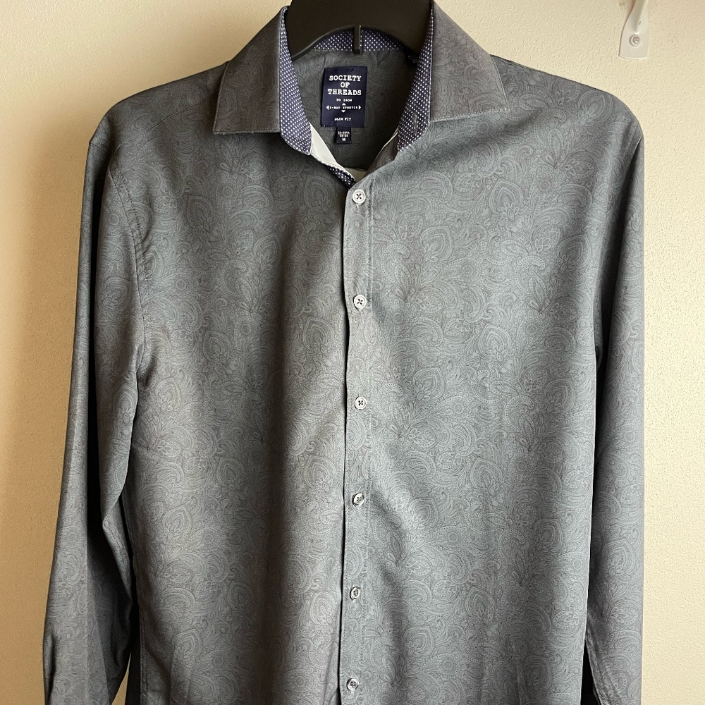 Grey Paisley Designer Button-up Shirt